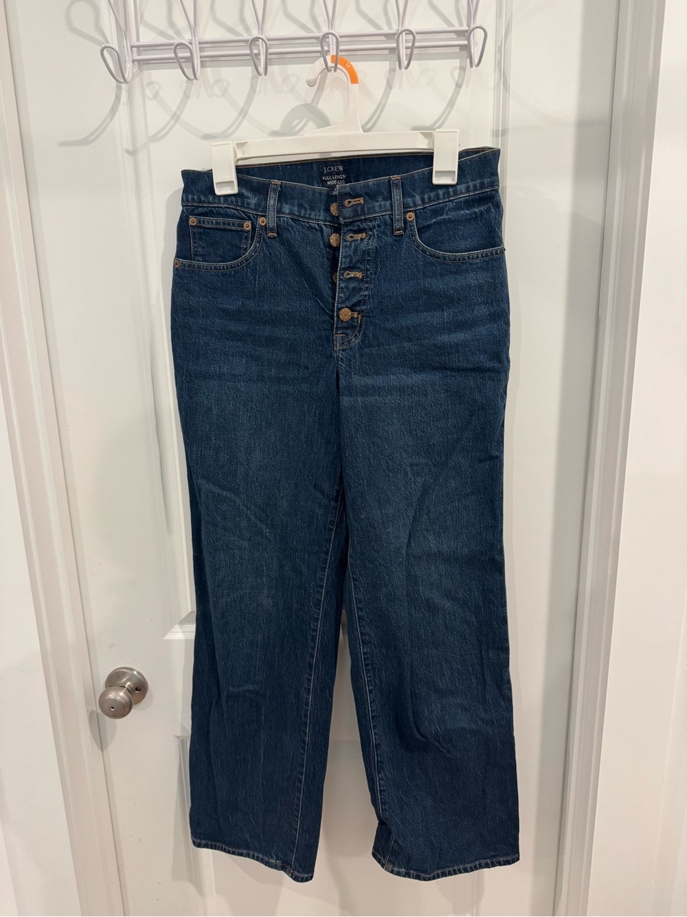 J. Crew Wide-Leg Bootcut Jeans - Dark Blue with Gold Buttons